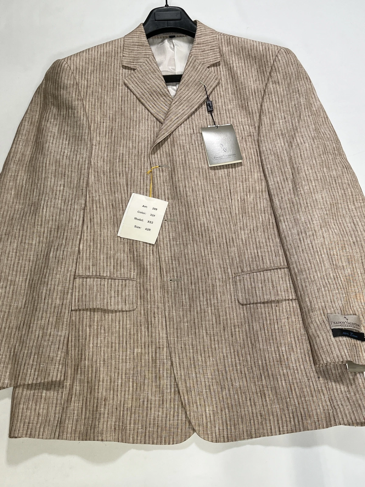 Cappotto sportivo da uomo Franco Valentino marrone tre bottoni lino casual 42R NUOVO