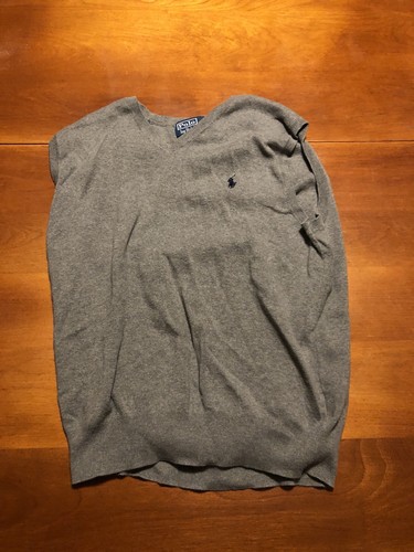 polo ralph lauren mens medium gray sweater vest pima cotton pony