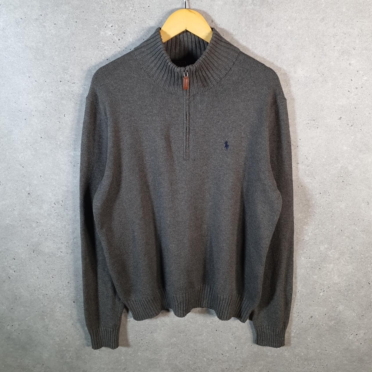 Polo Ralph Lauren vintage 1 4 zip felpa uomo grande grigio maglia pullover pony