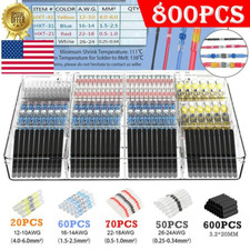 800PCS Solder Seal Sleeve Heat Shrink Butt Wire Connectors Terminals Waterproof