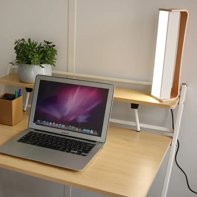 Lampe de luminothérapie Dayvia Mobilly LED blanche en bambou compacte
