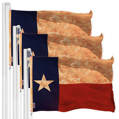G128 3 Pack: Texas Tea-Stained Flag 3x5 Ft LiteWeave Pro Printed 300D Polyester