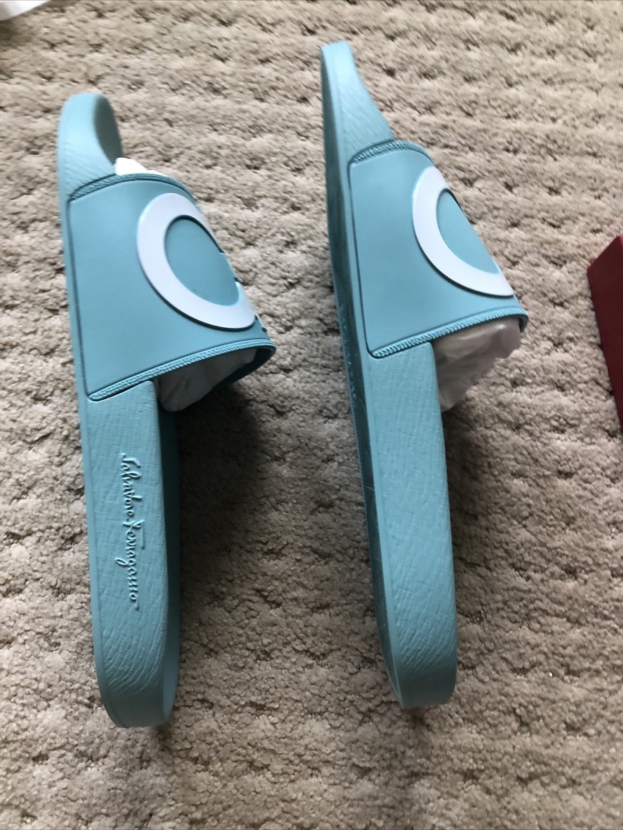 salvatore ferragamo tyrone (light blue) groove 2 slides size 11