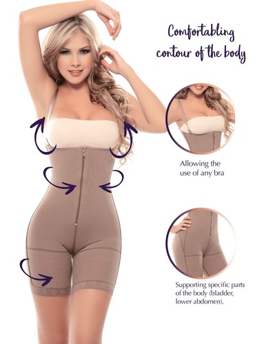 Siluet 1014 Postsurgical Slimming Braless Mid-Thigh Body Shaper - Picture 4 of 6