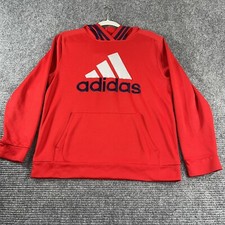 Adidas pullover youth 18/20 red hoodie embroidered logo 100 polyester 
