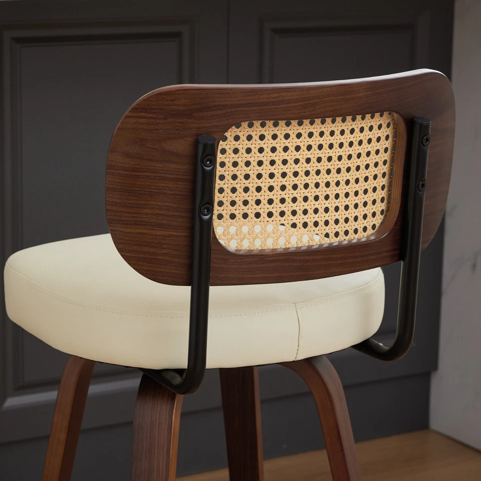 Swivel Walnut Counter Height Set of 2 Barstool Dining Bar Stool Kitchen Island - Image 4 of 4