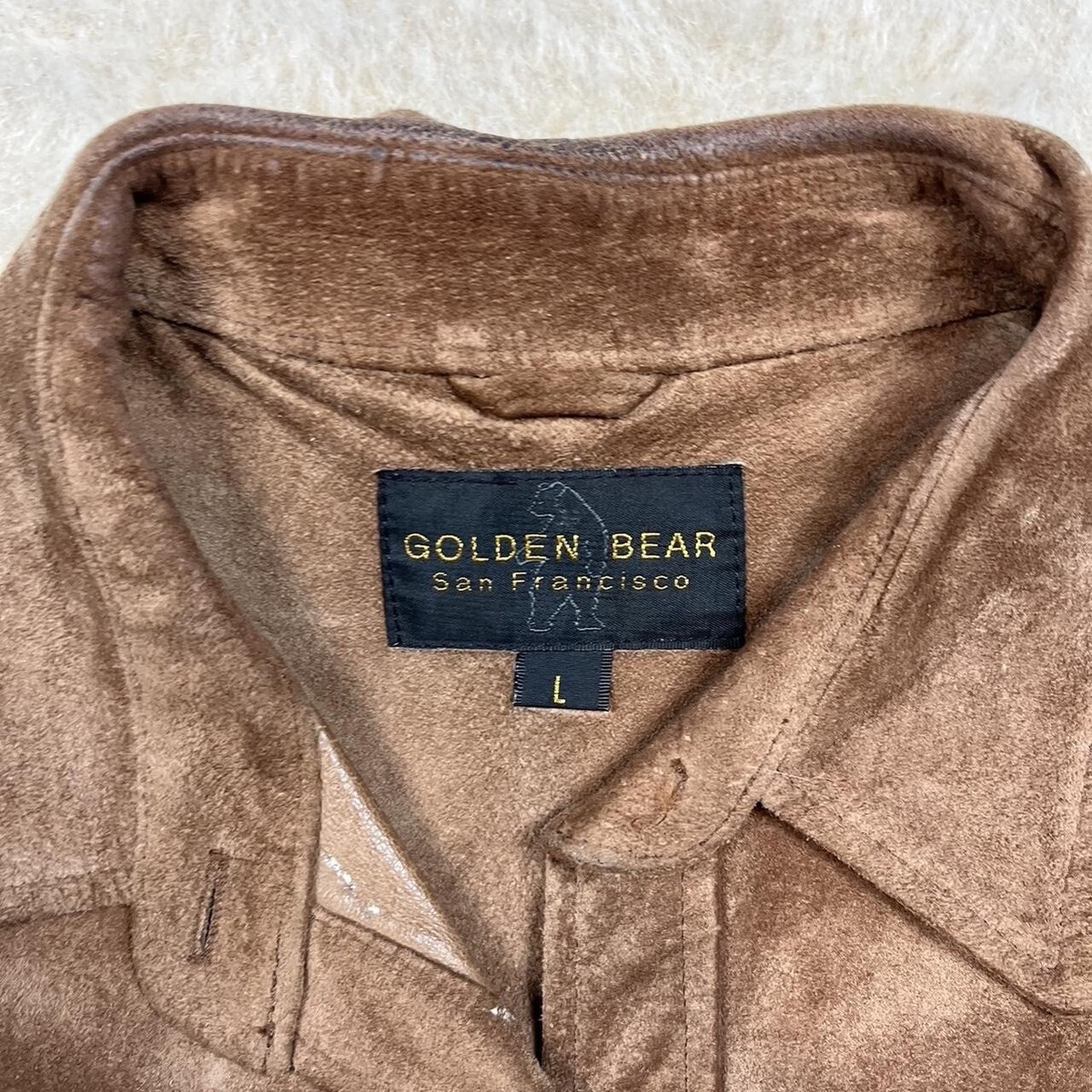 d*3様 vtg golden bear suede leather Harri Vintage Golden Bear Brown Suede Leather Shirt Jacket Size L