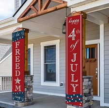 4th of July Decoration Patriotic Independence Day Freedom Porch Sign Door Banner