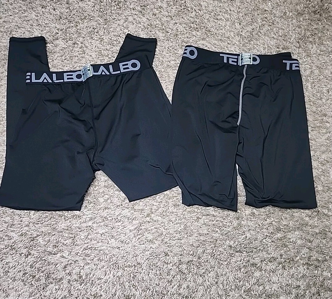 Lots Of 3 telaleo mens 2leggings M  black compression 1 Long Sleeves Shirt 
