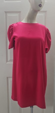 Zara Pink Puff Sleeve Shift Dress Womens Large Barbiecore Cottagecore Party Mini