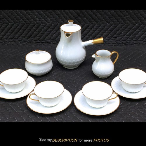 A Vignaud Limoges White Florence 11pc Coffee Chocolate Pot Sugar Creamer C S EBay
