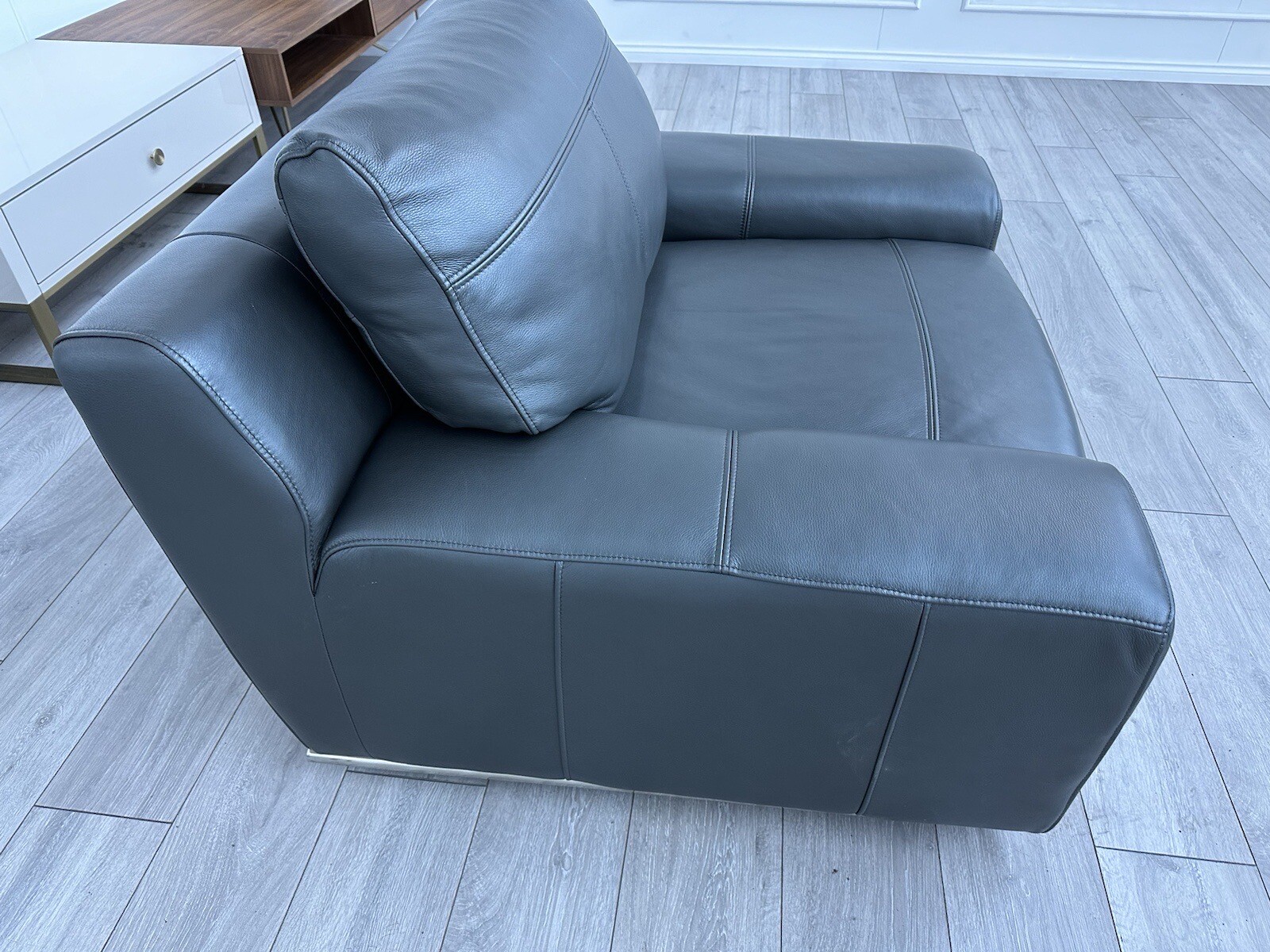 Famous Store New Leather Charcoal Grey Armchair eBay