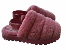 Ugg Pink Super Fluff Sling Back Fuzzy Slipper Size 6