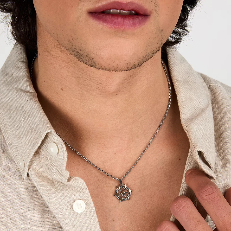 Collana uomo/ragazzo gioielli Morellato VERSILIA SAHB17 timone cristalli neri - Immagine 4 di 4