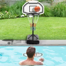 28"x19" Poolside Backboard Height Adjustable Swimming Pool Basketball Hoop Stand