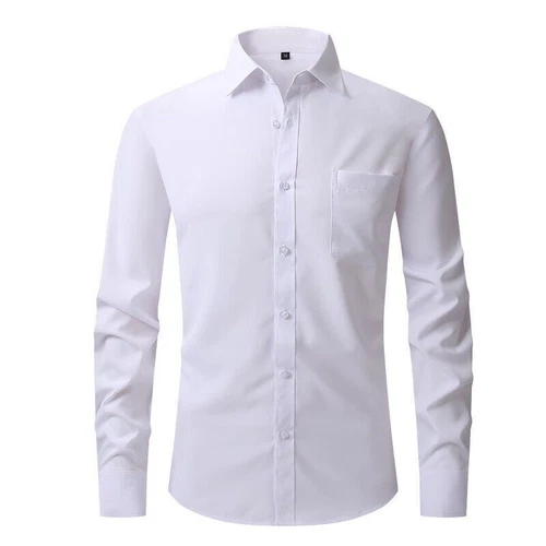 Men's Stretch Slim Fit Button Up Long Sleeve Solid Color Dress Shirt Formal Tops - Picture 18 of 39