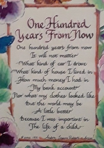 100 Years From Now double Matted Print NIP 8 x 10 TEACHER Life of Child CHILDREN - Picture 2 of 7