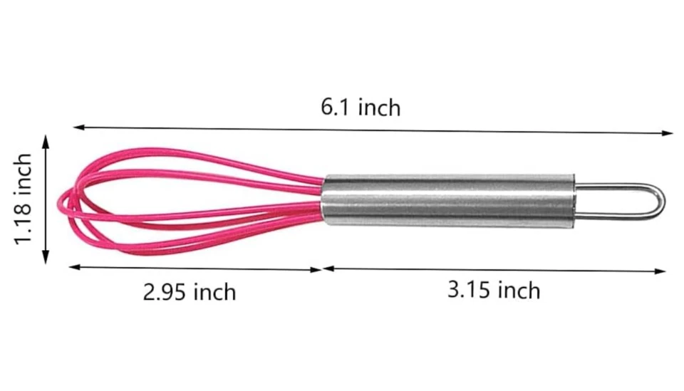 Pack de 4 mini batidores de cocina de silicona multicolor de 6" con asas de acero inoxidable Foto 2 de 4