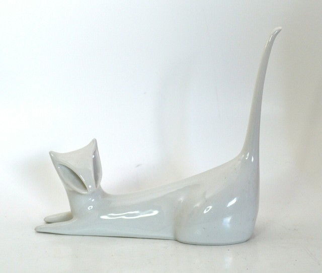 Royal Dux Bohemia White Porcelain MCM Cat 1950s - 90s Marking | eBay
