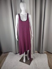Michael Michael Kors Asymmetrical Pink & Black Striped Hi-Lo Maxi Dress. Size XL