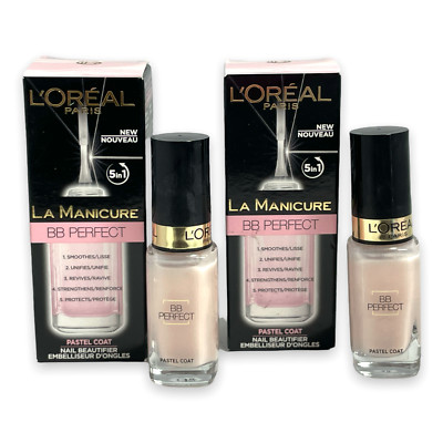 L'Oreal La Manicure BB Perfect 5in1 Pastel Coat Nail Beautifier 5ml (LOT OF 2)