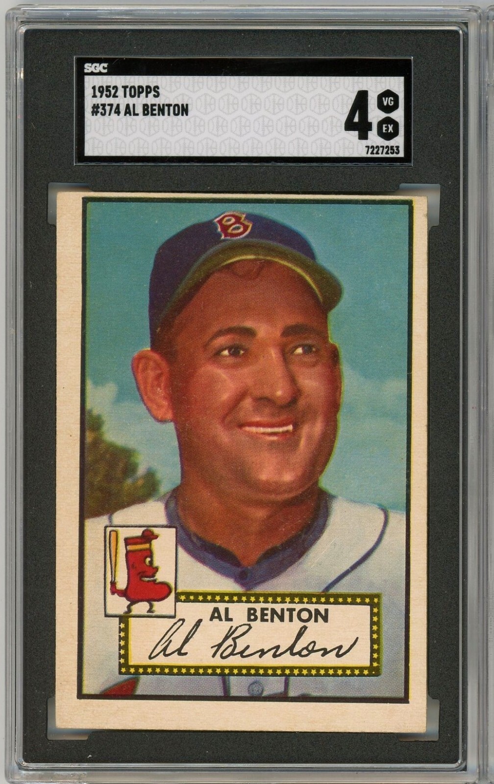1952 Topps Al Benton #374 SGC 4 P1302