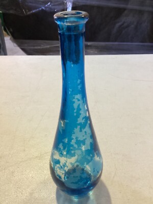 Blue 7” Bottle Small Bud Vase DIY Perfume Bottle 7” Textured due to Color  Loss