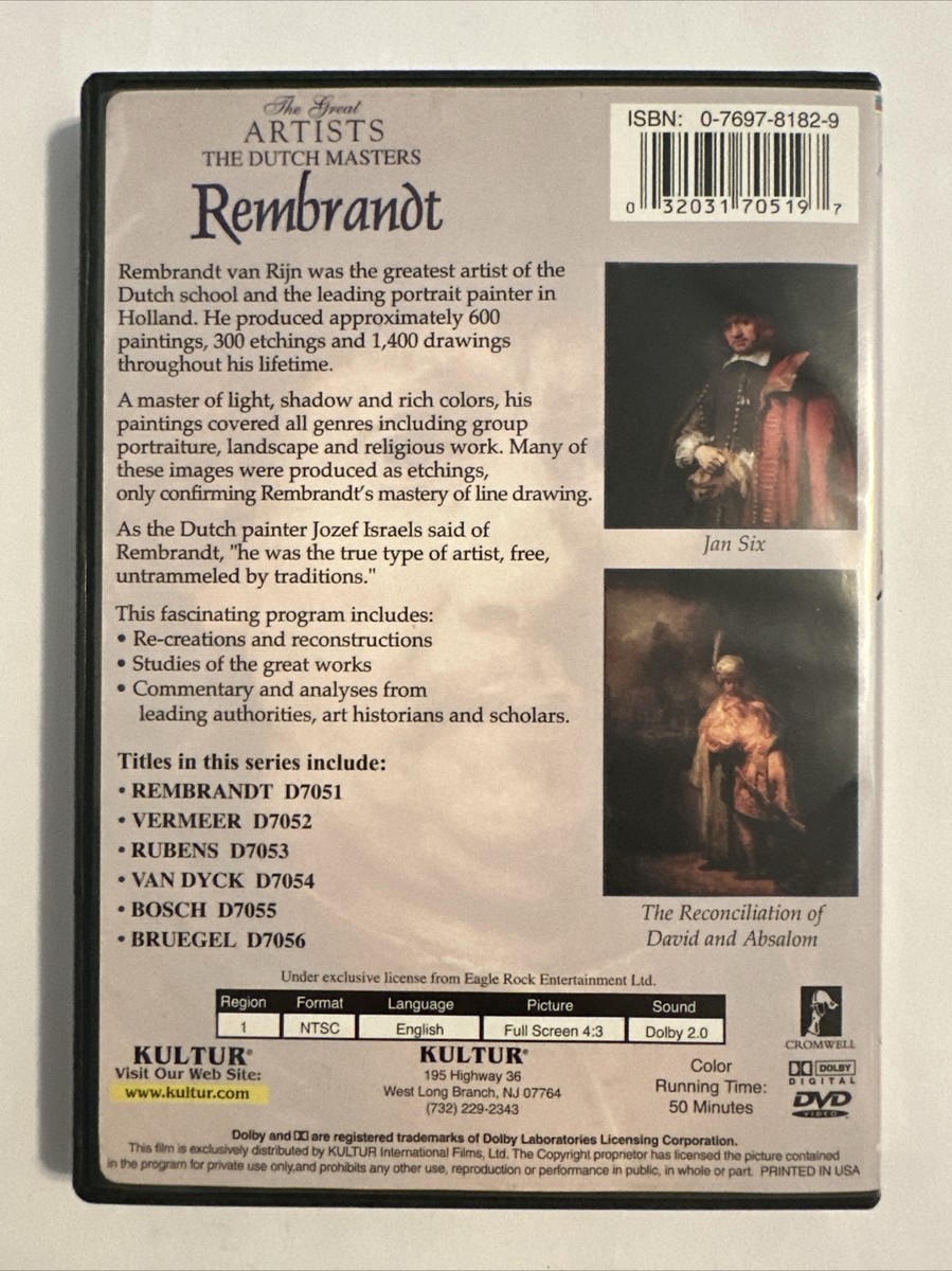 The Dutch Masters - Rembrandt DVD 32031705197| eBay