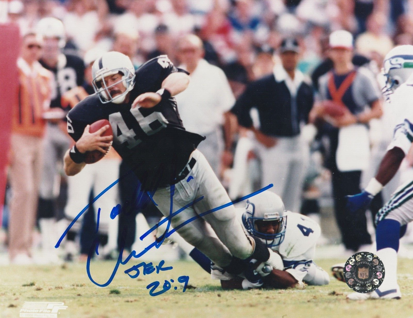 TODD CHRISTENSEN OAKLAND RAIDERS ACTION SIGNED 8x10 