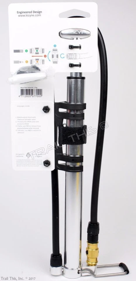 Bomba de cuadro de bicicleta Lezyne ABS Micro Floor Drive HP alta presión 160 PSI Presta/AV Foto 2 de 4