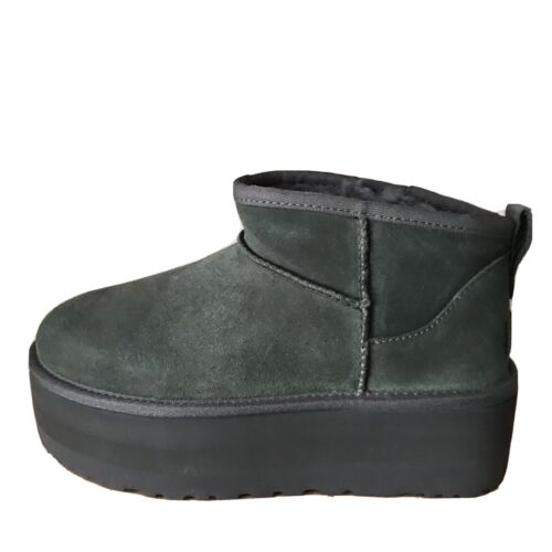 UGG Classic Ultra Mini Platform Forest Night Suede Boots Size 10 Women
