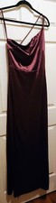 Windsor Rhiannon One-Shoulder Satin Long Dress Women's Size L Burgundy