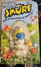 1982 GALOOB SMURFETTE WALKING SMURF WIND UP TOY