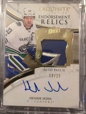 Henrik Sedin 2019-20 The Cup Exquisite Endorsement Relics 19/25