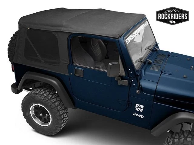 Lona de techo blando premium + ventanas traseras tintadas negras para Jeep Wrangler TJ 1997-06 Foto 3 de 4