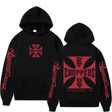 West Coast Choppers Reprint Hoodie Black Red Iron Cross Front Back Sleeve S-5XL