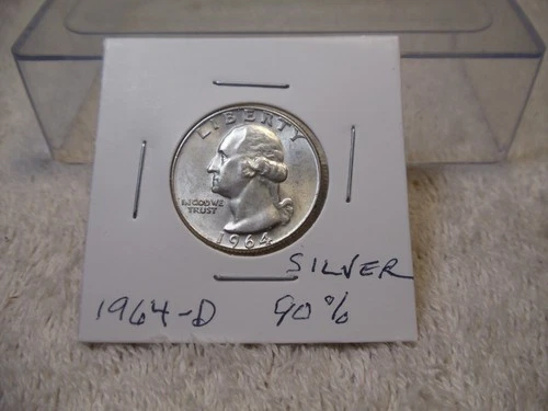 1964 D Washington Silver Quarter - Choice BU - 90% Silver Coin SHIPS FREE