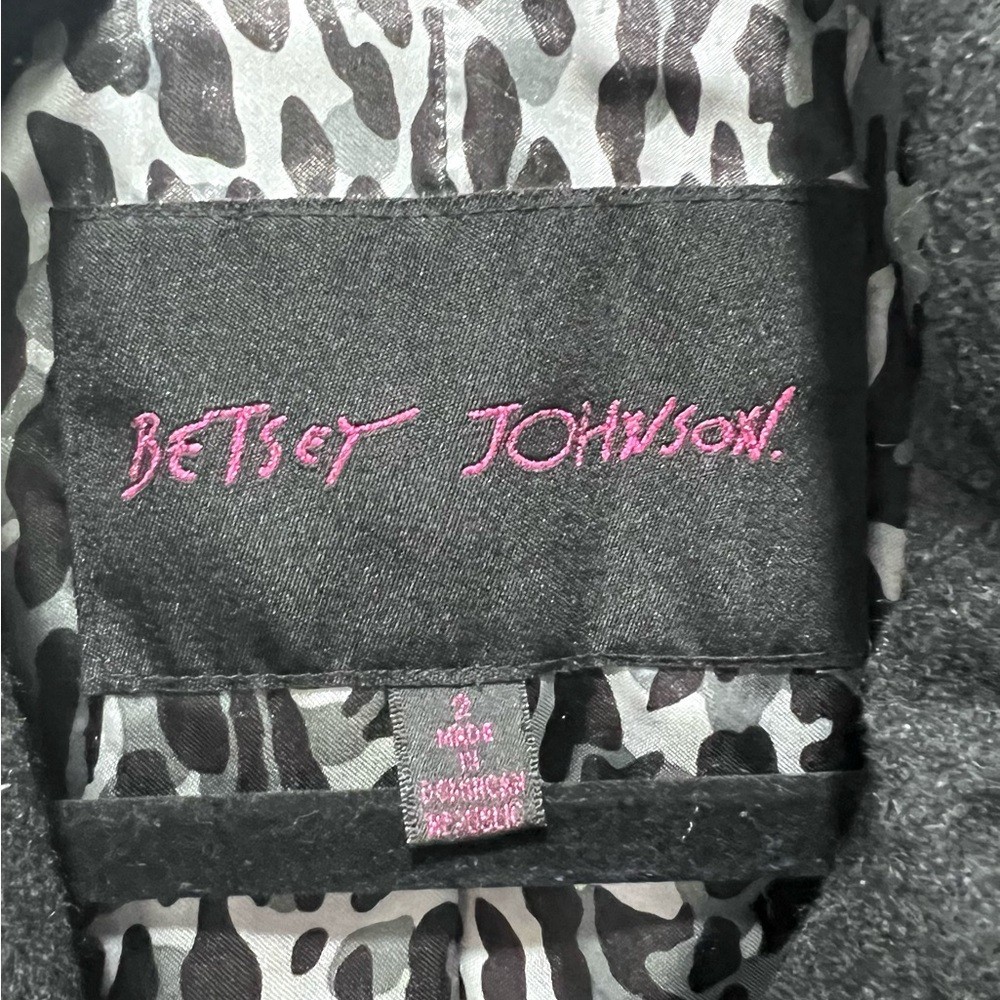 Betsey Johnson Charcoal Wool Ruffle Trench Coat 2