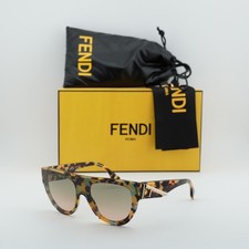 Fendi FE40150I 56P Shiny Havana/Green Gradient 99-1-140 Sunglasses New Authentic