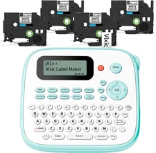 Label Maker, D210S Label Maker Machine with 4 Laminated Tapes, 12Mm Labeler Labe