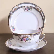 4 Pc Set Vintage GRASMERE Noritake Teacup Saucer Dessert & Snack Plate VG+ 