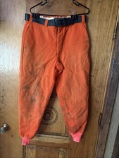 VINTAGE Woolrich Wool Hunting Pants Blaze Orange Quilted Lining Leather Belt