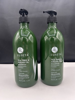 2Pk LUSETA TEA TREE & ARGAN OIL Clarify Repair SHAMPOO Damaged/Oily Hair 33.8 Oz