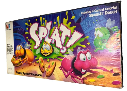 SPLAT! MILTON BRADLEY THE BUG SQUISHING RACE BOARD GAME- NEEDS NEW DOUGH(READ)
