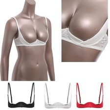 Women's 1/4 Cups Bra Lingerie Underwired Push Up Shelf Bra Bralette Balconette