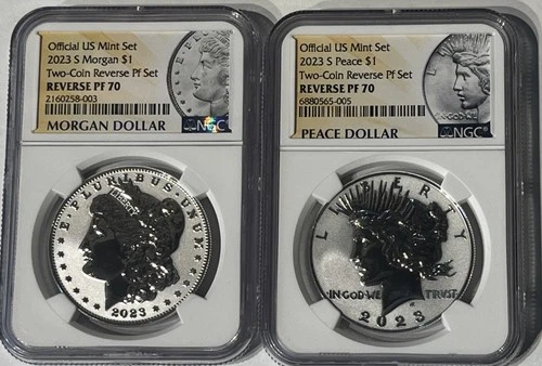 2023 S Reverse Proof $1 Morgan and Peace Silver Dollar NGC PF70 Shipping Is Free