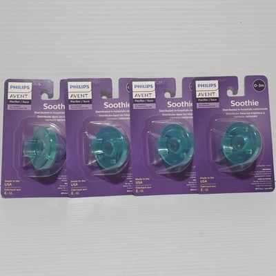 New - Lot of 4 Philips Avent Soothie Pacifiers 0-3 Months Newborn Green/Teal
