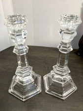 Tiffany & Co. Plymouth Lead Crystal Taper Candle Sticks 8" Germany crack in 1