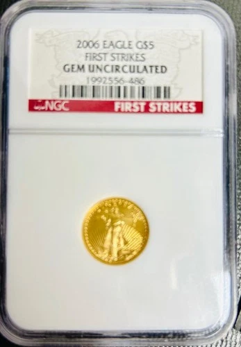 2006 American Eagle 1/10th T.Oz FINE Gold Coin $5 Dollar NGC First Strikes UNC.