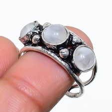 Rainbow Moonstone Gemstone 925 Sterling Silver Gift Jewelry Ring Size 7 E663